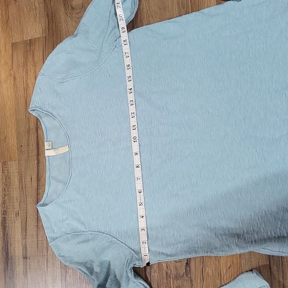 J. JILL PURE JILL Aqua Blue Scoop Neck Cotton Linen Blend Lightweight Sweater - Picture 9 of 11